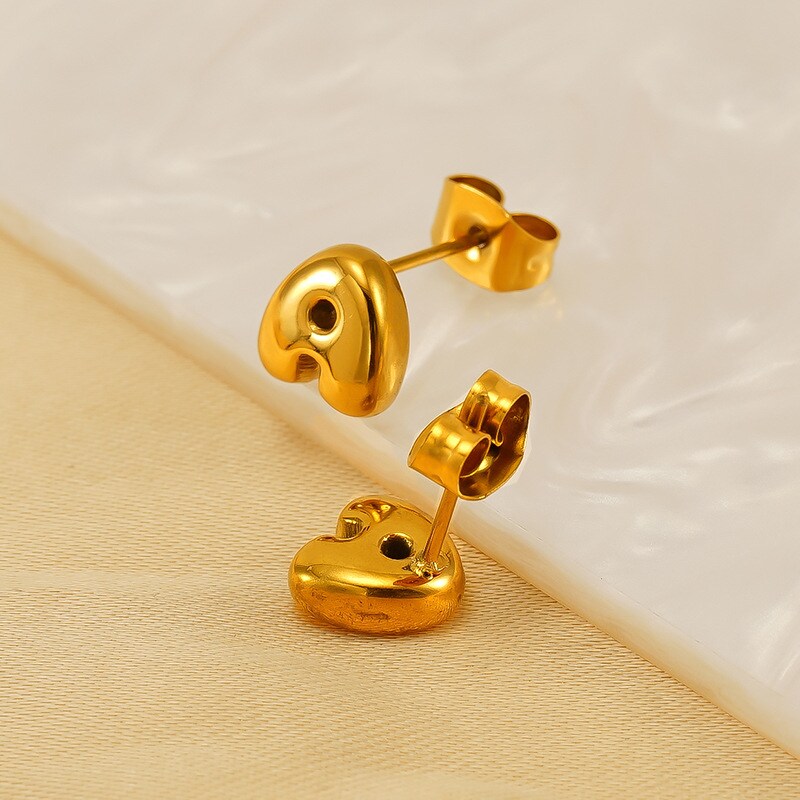 Gold color / 1 Pair Simple Series Elegant Letter A Titanium Steel 18K Gold Plated Women's Stud Earrings 